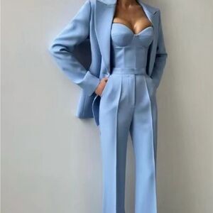 Chic Women's Sky Blue Pantsuit